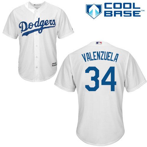 Dodgers #34 Fernando Valenzuela White Cool Base Stitched Youth MLB Jersey